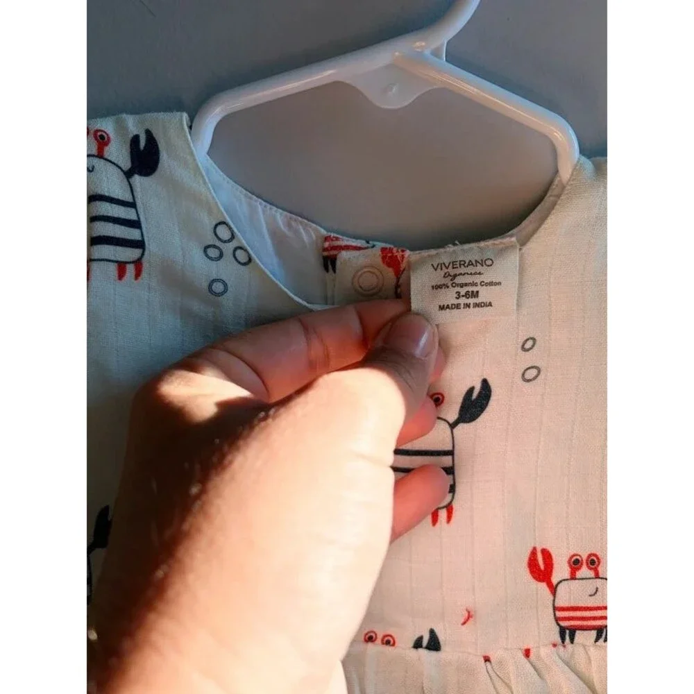 Viverano Organic Muslin Nautical Crab Dress & Bloomer Set 3-6M #summer #beach